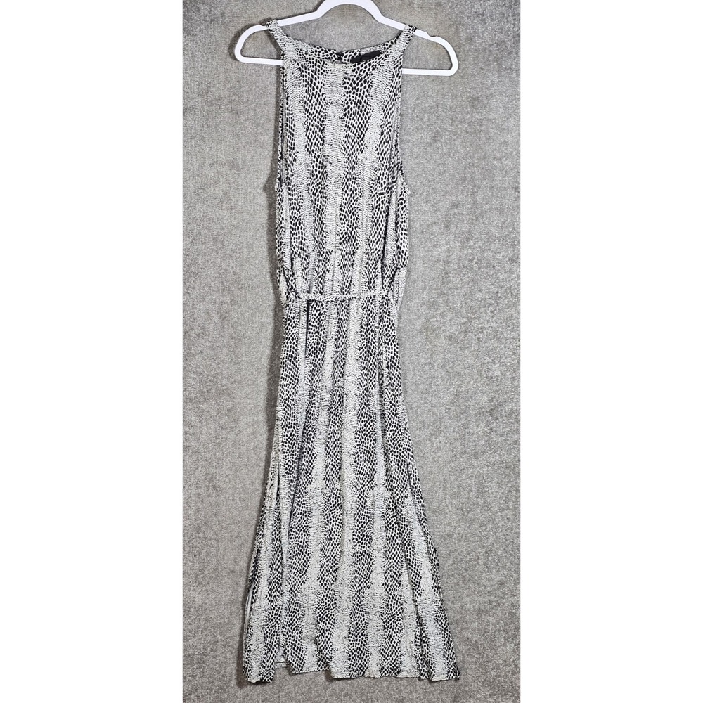 Lane Bryant Maxi Dress Womens Size 14/16 Black White Animal Print Pockets Belted